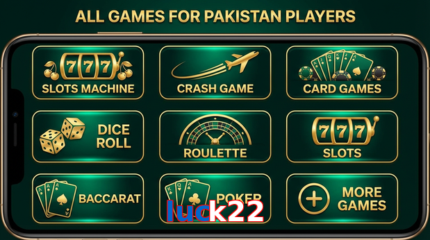 Main screen of Luck22 games page for PK players